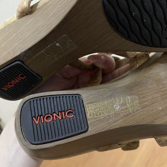 NWOB VIONIC comfort cork tan wedge block sandals size us 7 - Picture 7 of 7